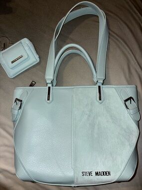 Steve Madden BLETICIA Tote Handbag & Wallet Light Blue